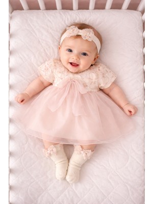 Kız Bebek Mevlüt & Özel Gün %100 Pamuk Elbise Seti 3-6 Ay | Premium Kutulu