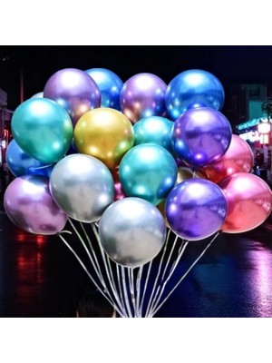 Kuzey Oyuncak 432 Adet Renkli Krom Balon Aynalı Balon Parlak Metalik Balon Krom Renkli Balon Vıp Süsleme Balonu