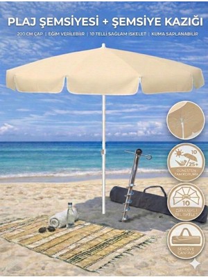 Form Outdoor Plaj Şemsiyesi + Şemsiye Kazığı + Taşıma Çantası Hediyeli