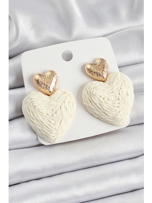 Toyigoo Mey Ithalat® Krem Kalp Figürlü Hasır Örgü Model Gold Renk Kadın Küpe TYGRSYT9573