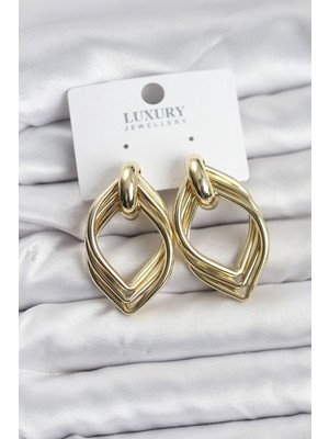 Venüs Shopping Mey Ithalat® Vintage Gold Renk Pirinç Kadın Küpe