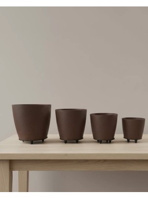İsingir Shopping 4’lü 3D Kahve Tonlu Ayaklı Saksı Seti Modern Dekoratif Vazo Takımı - IS002Y-7QAZZ5