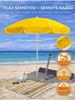 Form Outdoor Plaj Şemsiyesi + Şemsiye Kazığı + Taşıma Çantası Hediyeli