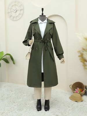 Modamorfo Torba Cepli Bolero Detaylı Trençkot -Haki