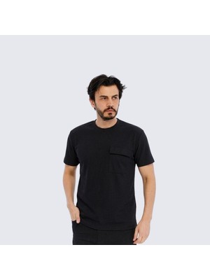 Trender Modelli Cepli O Yaka Erkek T-Shirt 2351-1 Siyah