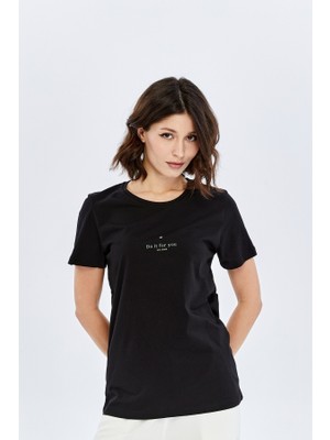 Trender It For You Baskı Kadın T-Shirt Do Siyah