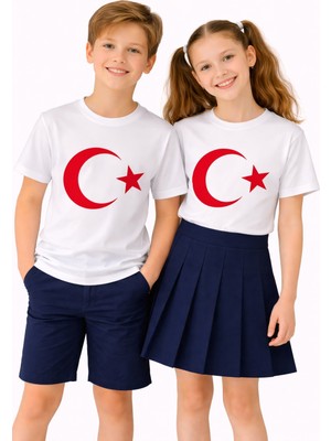 Baglan Türk Bayraklı Kız Erkek Çocuk Penye Tshirt BGL-ST05507