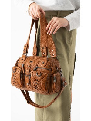 Baginn Y.s.deri Kadın Omuz Çantası Vegan Deri Çok Cepli Çapraz Askılı Bayan Çantası 30*20 cm