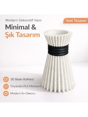 Studio Aslan Design Modern Dekoratif Vazo | Minimal Tasarım Şık Ev Dekoru | Kuru Çiçek & Pampas Uyumlu Masa Vazosu 16 cm