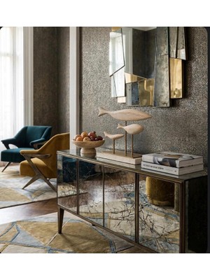 Hüco Bazaar Traverten Mermer 3'lü Balık Dekor Dekoratif Hediyelik Süs Biblo Obje Ofis ve Ev