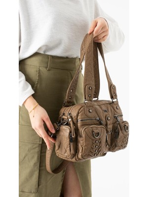 Baginn Y.s.deri Kadın Omuz Çantası Vegan Deri Çok Cepli Çapraz Askılı Bayan Çantası 30*20 cm
