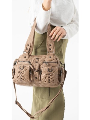 Baginn Y.s.deri Kadın Omuz Çantası Vegan Deri Çok Cepli Çapraz Askılı Bayan Çantası 30*20 cm