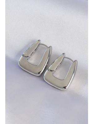 MiraLive Mey Ithalat® Pirinç Gümüş Renk Kalın Küpe