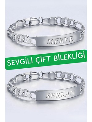 C&On Design Kişiye Özel Isim Yazılı 2'li Sevgili Çift Bilekliği Çelik Bileklik SCB41