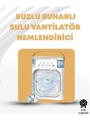 Pratico Market Taşınabilir 3'ü 1 Arada Mini Fan | Nemlendirici + Soğutucu + Gece Lambası