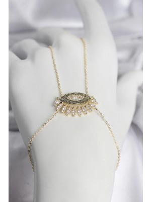 Uravas Store Pirinç Gold Renk Zirkon Taşlı Göz Model Kadın Şahmeran