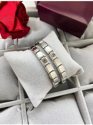 C&On Design Baş Harfi Çift Bilekliği Italyan Charm Sevgili Bilekliği Kalp Aşk