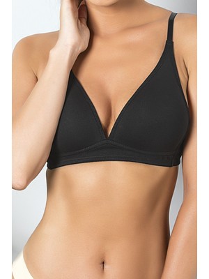 Beruflic Siyah Günlük Konforlu Ince Nefes Alan Süngerli Pamuk Sütyen, Kadın Iç Giyim