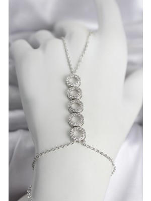 Getittir Pirinç Gümüş Renk Zirkon Taşlı Sıralı Halka Model Kadın Şahmeran - Lisinya