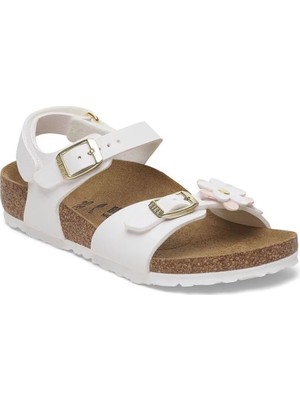 Birkenstock Kız Çocuk Rio Çiçekli Sandalet - Beyaz