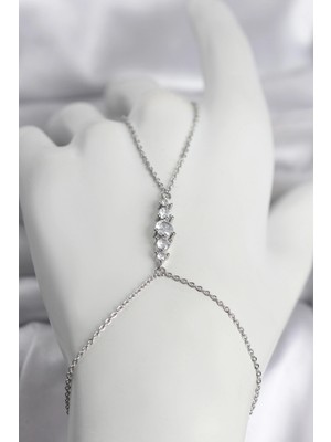 Uravas Store Pirinç Gümüş Renk Zirkon Taşlı Kadın Şahmeran