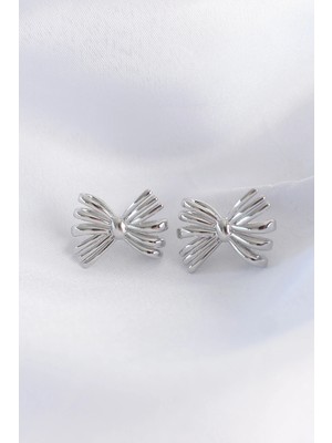 Krm Pirinç Gümüş Renk Fiyonk Küpe Krm