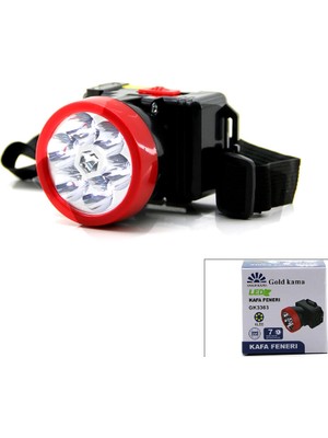 Krm Şarjlı 2W Kafa Lambası Fener 6 LED Fiş Şarjlı Kademe Işık Ayarı (5047) Krm