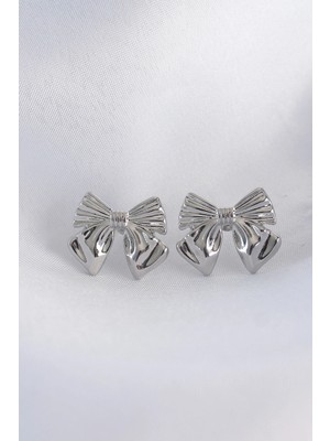 Krm Pirinç Gümüş Renk Fiyonk Küpe Krm