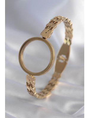 Krm 316L Çelik Gold Renk Arpa Işleme Açılabilir Fanus Model Kadın Kelepçe Krm