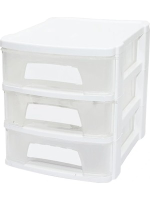 Krm Tonton - No:1 Çekmece 3 Katlı 21.5X16.5X18.5 cm - Siyah Veya Beyaz Renk Gönderilir (5047) K