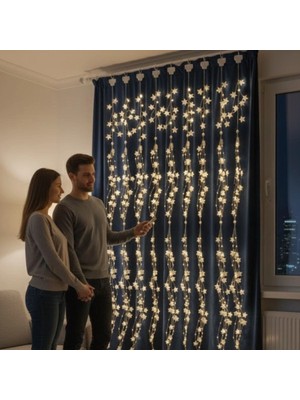 Krm Saçaklı 3*3 Metre Yıldız Boncuklu Dekor LED USB Ev, Oda ve Organizasyon Dekoru Hakkında Ür