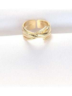 Krm Kalın Gold Renk Ayarlanabilir Yüzük Krm