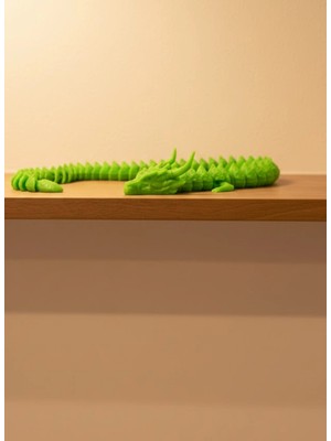 Krm Hareketli Yeşil Ejderha Figür Uzun Gövdeli Koleksiyonluk Tasarım Krm