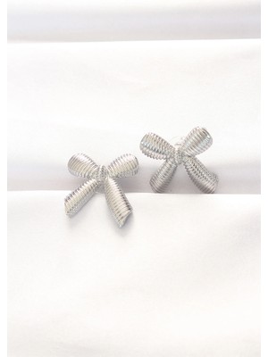 Krm Pirinç Gümüş Renk Fiyonk Küpe Krm