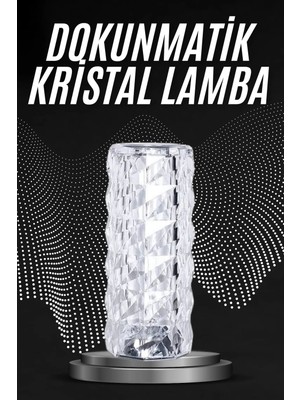 Krm Kristal Lamba Masa Lambası Şarjlı Masa Lambası Dokunmatik Sensör USB Şarjlı Krm