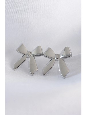 Krm Pirinç Gümüş Renk Düz Plaka Fiyonk Küpe Krm