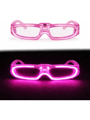 Krm Pembe LED Işıklı Parti Gözlüğü 3 Modlu – Glow - Gece Eğlence Gözlüğü (5047) Krm