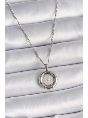 Krm 316L Çelik Gümüş Renk Zincir Gümüş Renk Altın Model Kadın Kolye Krm