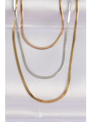 Krm 316L Çelik 3 Renkli Italyan Zincir Çoklu Kolye Krm