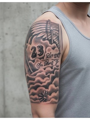 Krm Bulutlar Melek Kanatları Geçici Dövme Şablonu Büyük Boy Krm