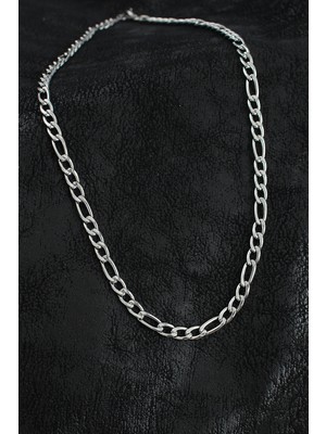 Krm 316L Çelik Kalın Figaro Zincir Model Gümüş Renk Erkek Kolye Krm