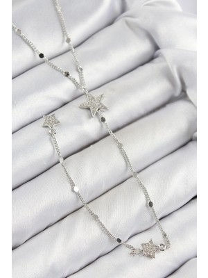 Krm Pirinç Zirkon Taşlı Yıldız Model Gold Renk Y Kolye Krm