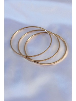 Krm 316L Çelik Gold Renk Ajda Model Kadın 65 mm Bilezik Krm