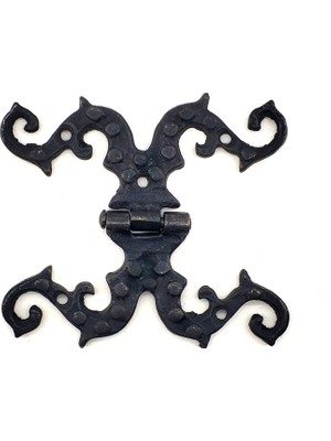 Uravas Store Antika Tarz Dekoratif Pirinç Süslü Menteşe - 100X90 Mm, Oksit