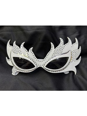 MiraLive Taşlı Beyaz Alev Parti Gözlüğü