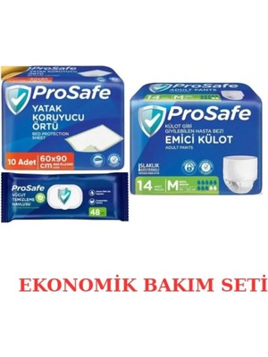Prosafe Ekonomik Hasta Bakım Seti M Beden – Emici Külot, Yatak Koruyucu Örtü ve Temizleme Havlusu