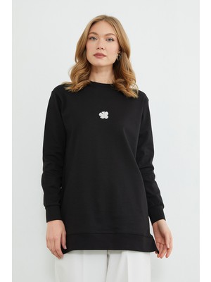 FullaModa Fullamodest Lotus Çiçeği Kabartmalı Oversize Tunik