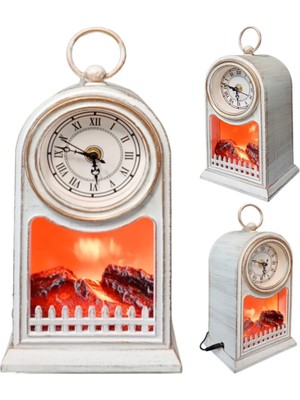 Store Mania LED Işıklı Eskitme Şömine Saat STRMIA-RSTTT34