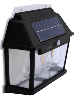 MarkEntegra Dış Mekan Apliği Sensörlü Bahçe Duvar Aplik Güneş Enerjili 3 Modlu Sarı Işıklı 15 W Fener Lamba