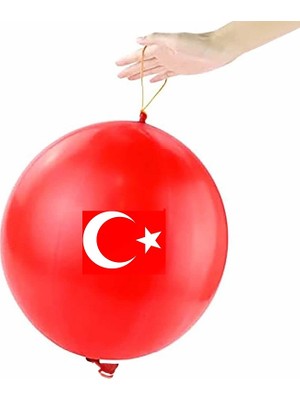 Kuzey Oyuncak Yüksek Kalite 50 Adet Bayraklı Lastikli Balon 45 cm Balon Bayraklı Balon Italyan Malı Punch Balloon